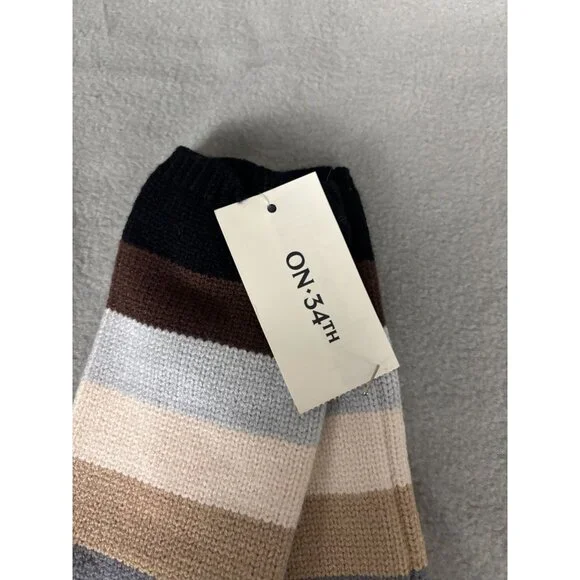 On 34th Women's Colorblocked Brown Fingerless Gloves One Size New WIth Tag's - Picture 4 of 7